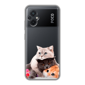 Силиконовый чехол на Xiaomi Poco M5 с принтом Кошки