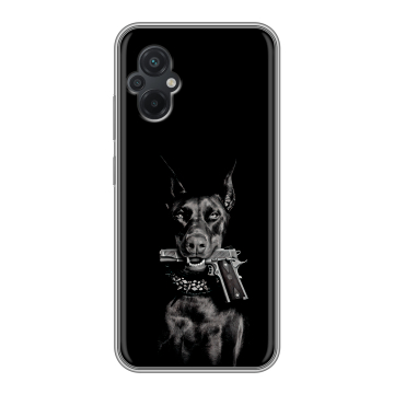 Силиконовый чехол на Xiaomi Poco M5 с принтом Доберман и пистолет