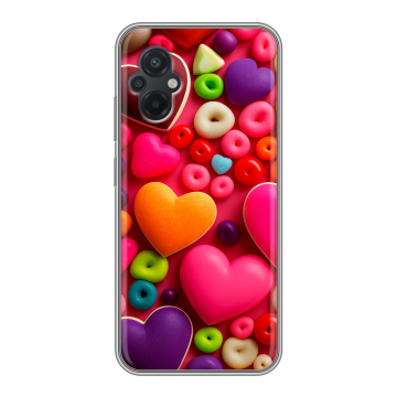 Силиконовый чехол на Xiaomi Poco M5 с принтом Сердечки