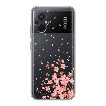 Силиконовый чехол на Xiaomi Poco M5 с принтом Ветка сакуры Силиконовый чехол на Xiaomi Poco M5 с принтом Ветка сакуры
