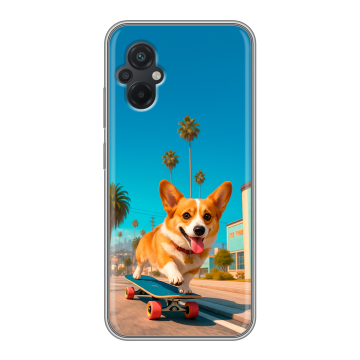 Силиконовый чехол на Xiaomi Poco M5 с принтом Корги на скейте Силиконовый чехол на Xiaomi Poco M5 с принтом Корги на скейте