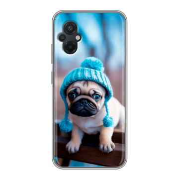 Силиконовый чехол на Xiaomi Poco M5 с принтом Мопс в шапке Силиконовый чехол на Xiaomi Poco M5 с принтом Мопс в шапке