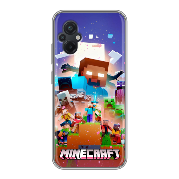Силиконовый чехол на Xiaomi Poco M5 с принтом Майнкрафт Minecraft