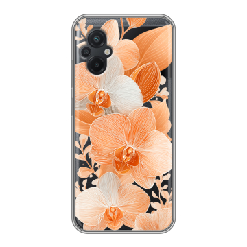 Силиконовый чехол на Xiaomi Poco M5 с принтом Бежевые цветы Силиконовый чехол на Xiaomi Poco M5 с принтом Бежевые цветы