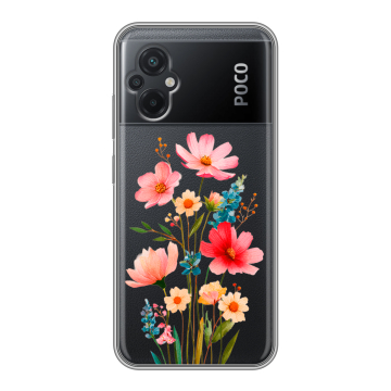 Силиконовый чехол на Xiaomi Poco M5 с принтом Цветы Силиконовый чехол на Xiaomi Poco M5 с принтом Цветы