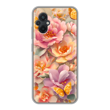 Силиконовый чехол на Xiaomi Poco M5 с принтом Цветы и бабочки Силиконовый чехол на Xiaomi Poco M5 с принтом Цветы и бабочки