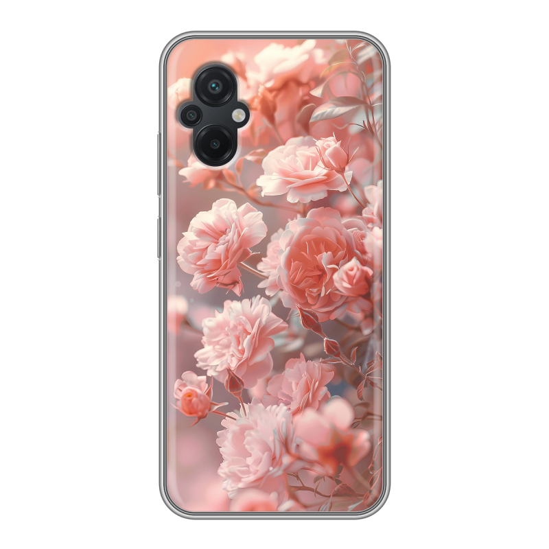 Силиконовый чехол на Xiaomi Poco M5 с принтом Розовые розы Силиконовый чехол на Xiaomi Poco M5 с принтом Розовые розы