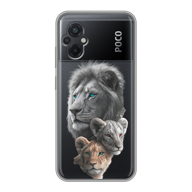Силиконовый чехол на Xiaomi Poco M5 с принтом Львы Силиконовый чехол на Xiaomi Poco M5 с принтом Львы