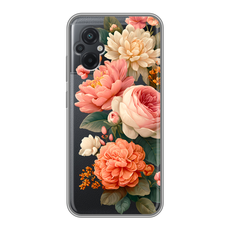 Силиконовый противоударный чехол на Xiaomi Poco M5 с принтом цветы Силиконовый противоударный чехол на Xiaomi Poco M5 с принтом цветы