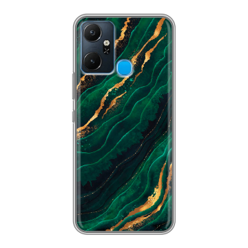 Силиконовый чехол на Infinix Smart 6 Plus с принтом Мрамор зеленое золото