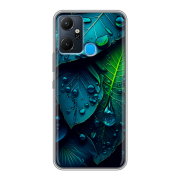Силиконовый чехол на Infinix Smart 6 Plus с принтом Листья