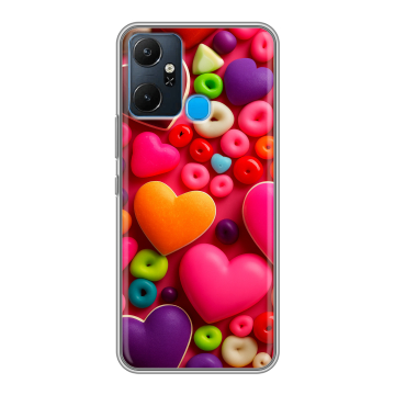 Силиконовый чехол на Infinix Smart 6 Plus с принтом Сердечки