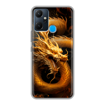 Силиконовый чехол на Infinix Smart 6 Plus с принтом Золотой дракон Силиконовый чехол на Infinix Smart 6 Plus с принтом Золотой дракон