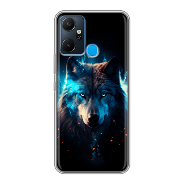 Силиконовый чехол на Infinix Smart 6 Plus с принтом Волк ночной Силиконовый чехол на Infinix Smart 6 Plus с принтом Волк ночной