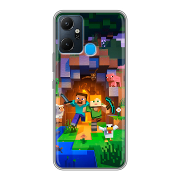 Силиконовый чехол на Infinix Smart 6 Plus с принтом Майнкрафт Minecraft Силиконовый чехол на Infinix Smart 6 Plus с принтом Майнкрафт Minecraft