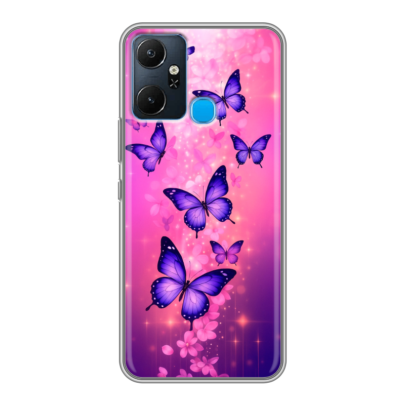 Силиконовый чехол на Infinix Smart 6 Plus с принтом Бабочки Силиконовый чехол на Infinix Smart 6 Plus с принтом Бабочки