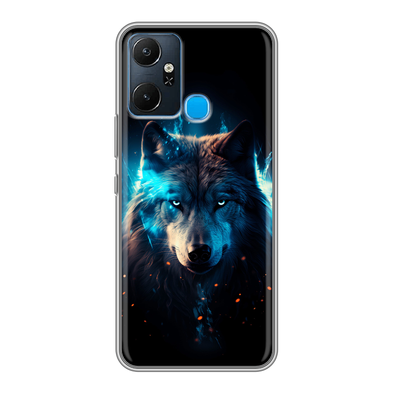 Силиконовый чехол на Infinix Smart 6 Plus с принтом Волк ночной Силиконовый чехол на Infinix Smart 6 Plus с принтом Волк ночной