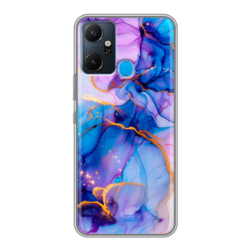 Силиконовый чехол на Infinix Smart 6 Plus с принтом синий мрамор Силиконовый чехол на Infinix Smart 6 Plus с принтом синий мрамор