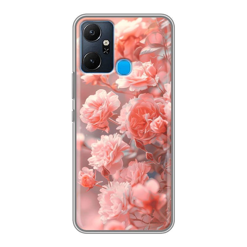Силиконовый чехол на Infinix Smart 6 Plus с принтом Розы цветы Силиконовый чехол на Infinix Smart 6 Plus с принтом Розы цветы