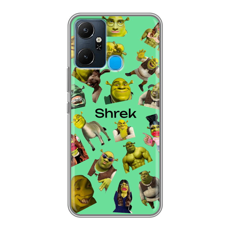 Силиконовый чехол на Infinix Smart 6 Plus с принтом Шрек Shrek Силиконовый чехол на Infinix Smart 6 Plus с принтом Шрек Shrek