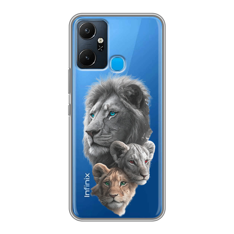 Силиконовый чехол на Infinix Smart 6 Plus с принтом Львы Силиконовый чехол на Infinix Smart 6 Plus с принтом Львы