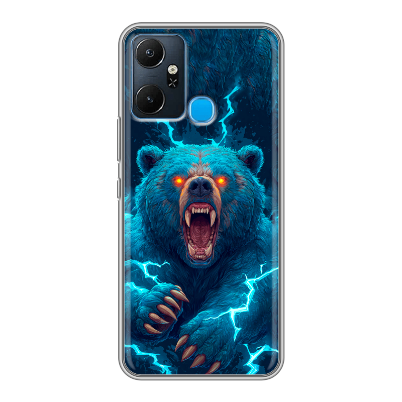 Силиконовый чехол на Infinix Smart 6 Plus с принтом Медведь Силиконовый чехол на Infinix Smart 6 Plus с принтом Медведь