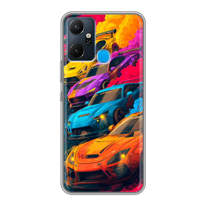 Силиконовый чехол на Infinix Smart 6 Plus с принтом Тачки Силиконовый чехол на Infinix Smart 6 Plus с принтом Тачки
