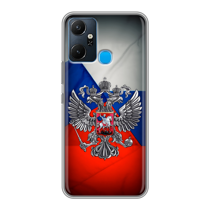 Силиконовый чехол на Infinix Smart 6 Plus с принтом Флаг России Силиконовый чехол на Infinix Smart 6 Plus с принтом Флаг России