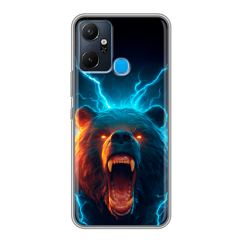 Силиконовый чехол на Infinix Smart 6 Plus с принтом Медведь Силиконовый чехол на Infinix Smart 6 Plus с принтом Медведь
