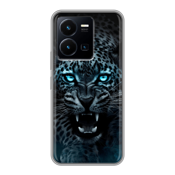 Силиконовый чехол на Vivo Y35 с принтом Темный леопард Силиконовый чехол на Vivo Y35 с принтом Темный леопард