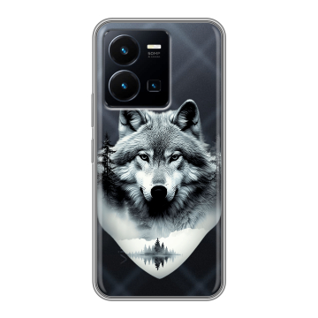 Силиконовый чехол на Vivo Y35 с принтом Волк в лесу