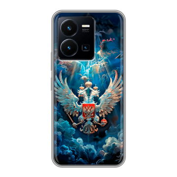 Силиконовый чехол на Vivo Y35 с принтом Герб флаг России