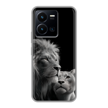 Силиконовый чехол на Vivo Y35 с принтом Лев кошки Силиконовый чехол на Vivo Y35 с принтом Лев кошки