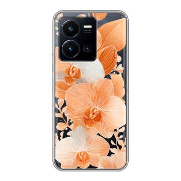 Силиконовый чехол на Vivo Y35 с принтом Бежевые цветы Силиконовый чехол на Vivo Y35 с принтом Бежевые цветы