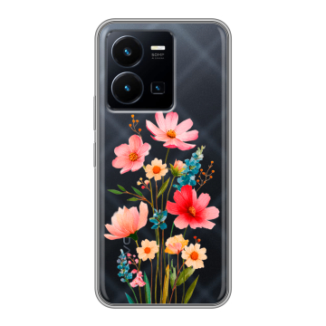 Силиконовый чехол на Vivo Y35 с принтом Цветы Силиконовый чехол на Vivo Y35 с принтом Цветы