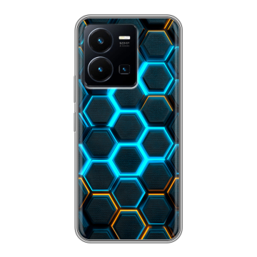 Силиконовый чехол на Vivo Y35 с принтом Неоновые соты Силиконовый чехол на Vivo Y35 с принтом Неоновые соты