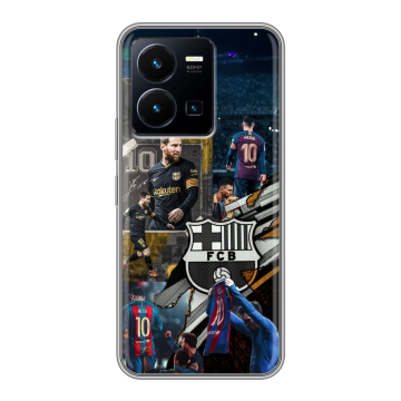 Силиконовый чехол на Vivo Y35 с принтом Messi Barcelona
