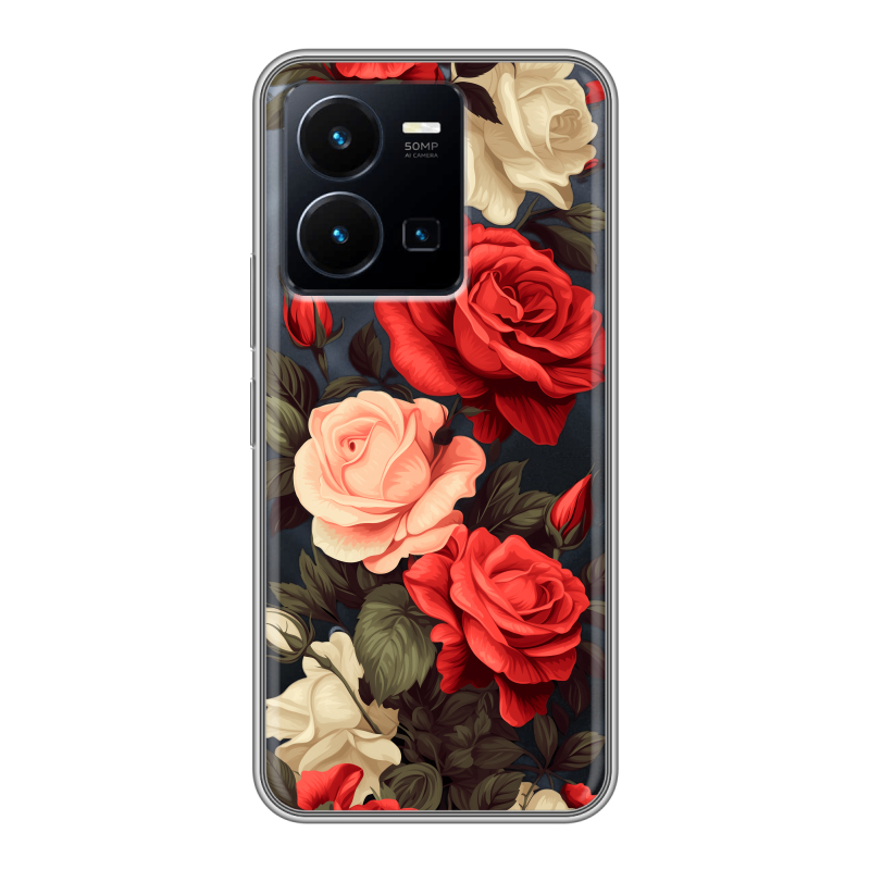 Силиконовый чехол на Vivo Y35 с принтом Розы Силиконовый чехол на Vivo Y35 с принтом Розы