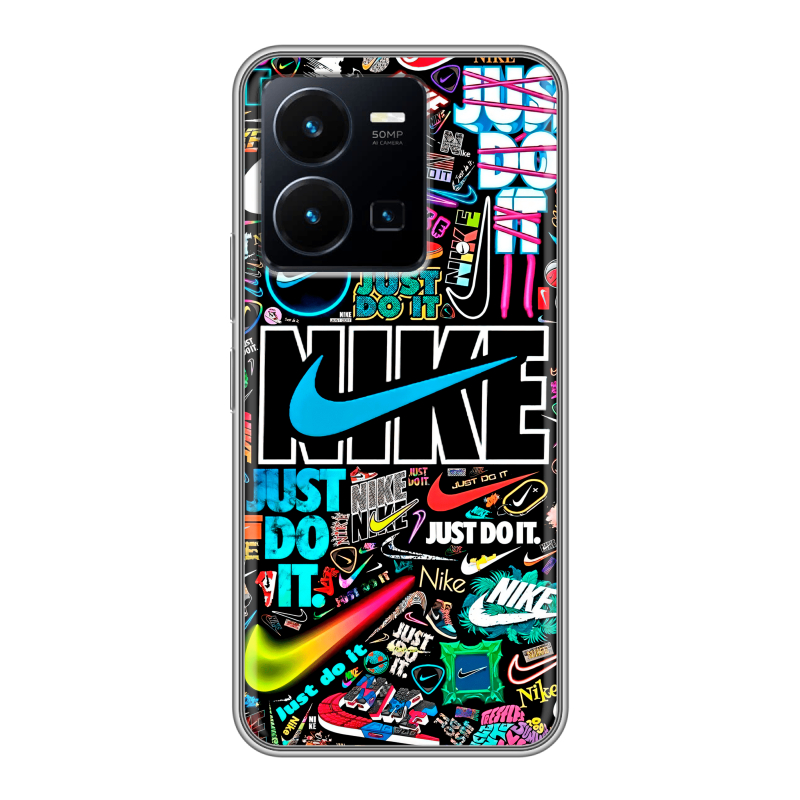 Силиконовый чехол на Vivo Y35 с принтом найк nike черный Силиконовый чехол на Vivo Y35 с принтом найк nike черный