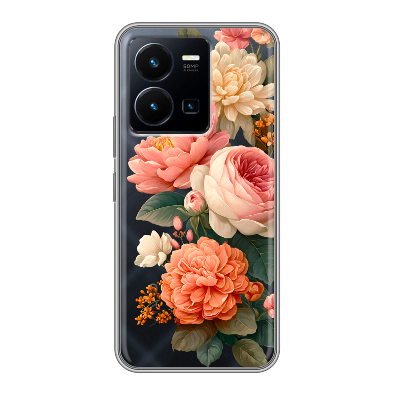 Силиконовый чехол на Vivo Y35 с принтом цветы Силиконовый чехол на Vivo Y35 с принтом цветы