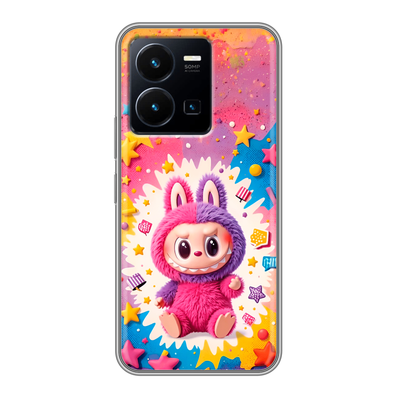 Силиконовый чехол на Vivo Y35 с принтом Labubu Лабубу Силиконовый чехол на Vivo Y35 с принтом Labubu Лабубу