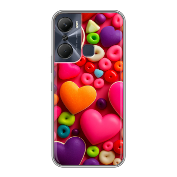 Силиконовый чехол на Infinix Hot 12 Pro с принтом Сердечки