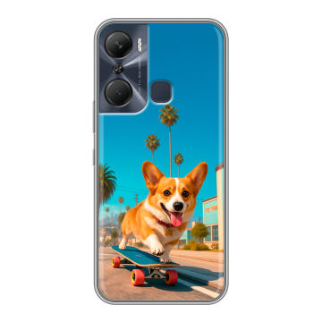 Силиконовый чехол на Infinix Hot 12 Pro с принтом Корги на скейте Силиконовый чехол на Infinix Hot 12 Pro с принтом Корги на скейте