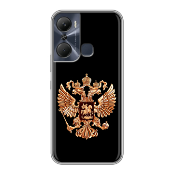Силиконовый чехол на Infinix Hot 12 Pro с принтом Герб России золотой