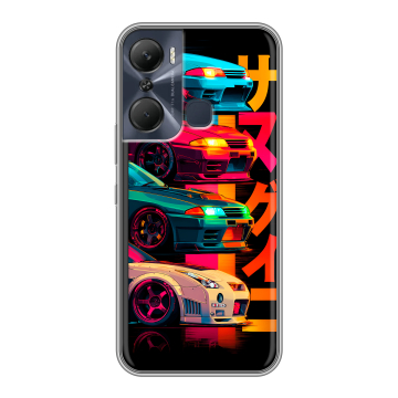 Силиконовый чехол на Infinix Hot 12 Pro с принтом Гоночные машины Силиконовый чехол на Infinix Hot 12 Pro с принтом Гоночные машины