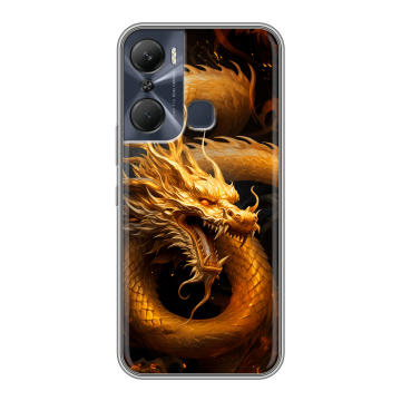 Силиконовый чехол на Infinix Hot 12 Pro с принтом Золотой дракон