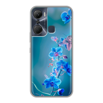 Силиконовый чехол на Infinix Hot 12 Pro с принтом Голубые цветы Силиконовый чехол на Infinix Hot 12 Pro с принтом Голубые цветы