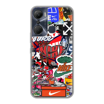 Силиконовый чехол на Infinix Hot 12 Pro с принтом Найк Nike яркий Силиконовый чехол на Infinix Hot 12 Pro с принтом Найк Nike яркий