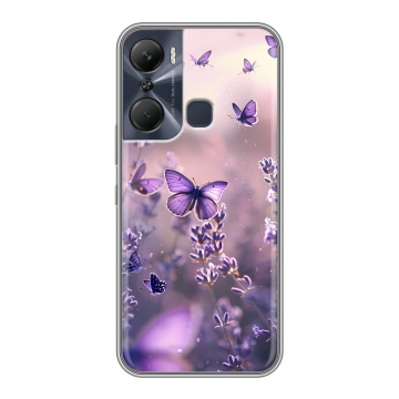 Силиконовый чехол на Infinix Hot 12 Pro с принтом бабочки и лаванда Силиконовый чехол на Infinix Hot 12 Pro с принтом бабочки и лаванда