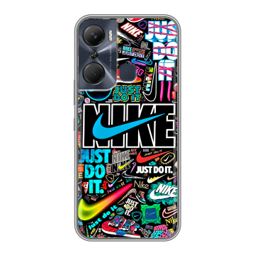 Силиконовый чехол на Infinix Hot 12 Pro с принтом найк nike черный